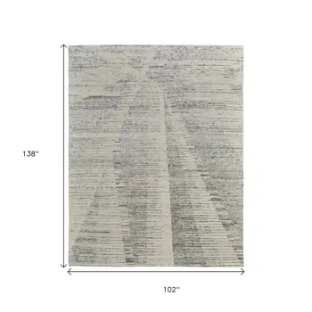 8' X 12' Ivory And Gray Abstract Hand Knotted Distressed Area Rug