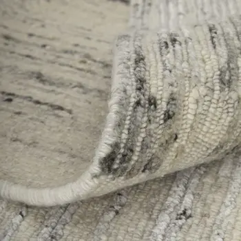 8' X 12' Ivory And Gray Abstract Hand Knotted Distressed Area Rug