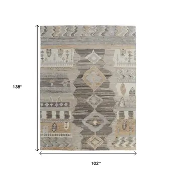8' X 12' Ivory Gray And Orange Moroccan Hand Knotted Area Rug