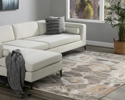 8' X 12' Ivory Gray And Orange Moroccan Hand Knotted Area Rug