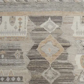 8' X 12' Ivory Gray And Orange Moroccan Hand Knotted Area Rug