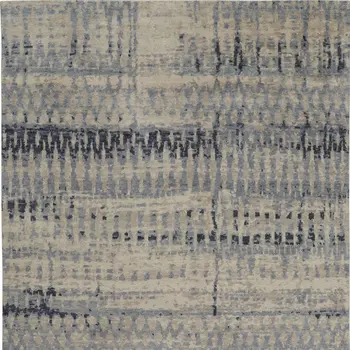 8' X 12' Blue And Tan Abstract Hand Knotted Area Rug
