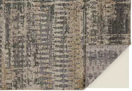 8' X 12' Tan And Taupe Abstract Hand Knotted Area Rug