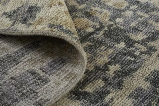 8' X 12' Tan And Taupe Abstract Hand Knotted Area Rug