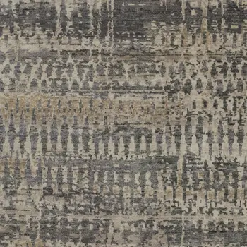 8' X 12' Tan And Taupe Abstract Hand Knotted Area Rug