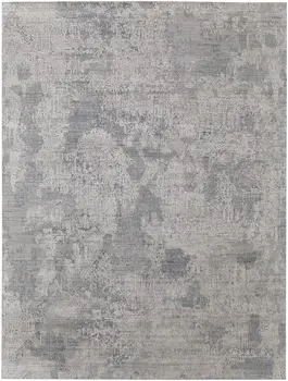 9' X 12' Silver And Gray Abstract Hand Woven Distressed Area Rug