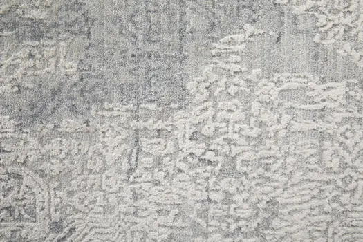 9' X 12' Silver And Gray Abstract Hand Woven Distressed Area Rug