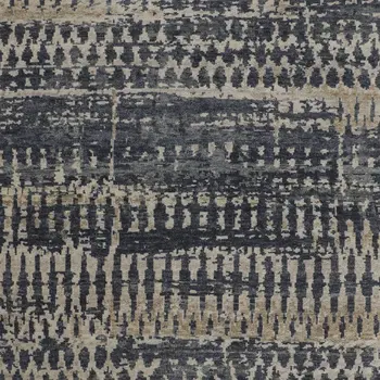 9' X 13' Blue Gray And Tan Abstract Hand Knotted Area Rug