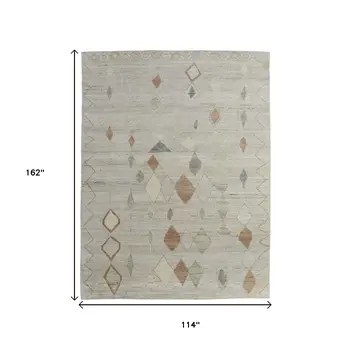 9' X 13' Tan Orange And Gray Moroccan Hand Knotted Area Rug