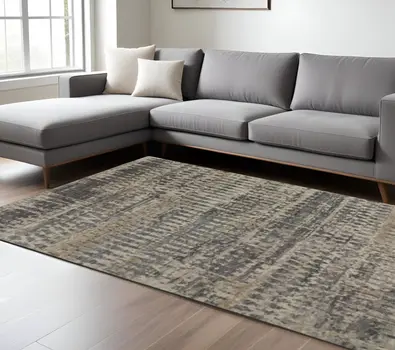 12' X 15' Tan And Taupe Abstract Hand Knotted Area Rug