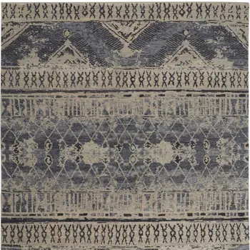 12' X 15' Blue Gray And Ivory Floral Hand Knotted Area Rug
