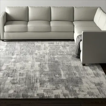 12' X 15' Gray And Ivory Abstract Hand Woven Distressed Area Rug