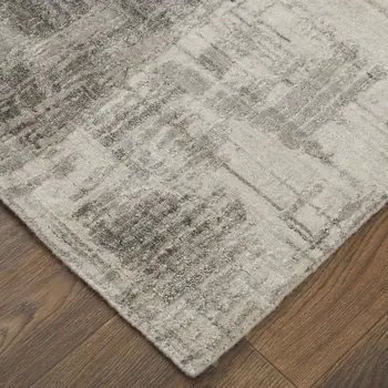 12' X 15' Gray And Ivory Abstract Hand Woven Distressed Area Rug