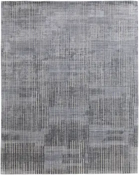 12' X 15' Blue Ivory And Gray Abstract Hand Woven Distressed Area Rug