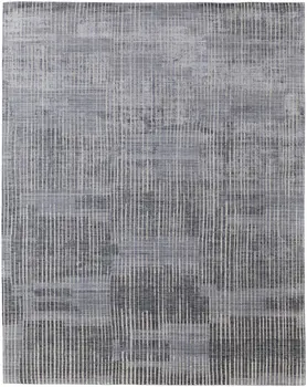 12' X 15' Blue Ivory And Gray Abstract Hand Woven Distressed Area Rug