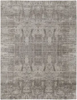 12' X 15' Gray And Ivory Abstract Hand Woven Distressed Area Rug