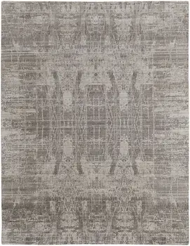 12' X 15' Gray And Ivory Abstract Hand Woven Distressed Area Rug