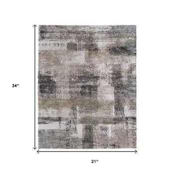 2' X 3' Gray Taupe And Ivory Abstract Distressed Area Rug