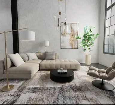 2' X 3' Gray Taupe And Ivory Abstract Distressed Area Rug