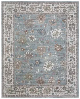 2' X 3' Blue Ivory And Brown Floral Distressed Area Rug