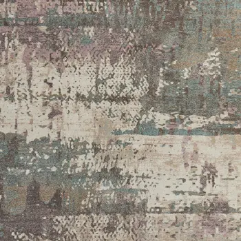 2' X 3' Ivory Blue And Purple Abstract Distressed Area Rug