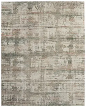 2' X 3' Ivory Gray And Green Abstract Distressed Area Rug