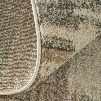 2' X 3' Ivory Gray And Green Abstract Distressed Area Rug