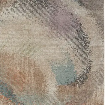 2' X 3' Brown Tan And Blue Abstract Distressed Area Rug