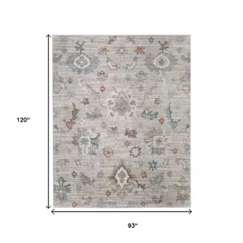 8' X 10' Tan Brown And Blue Abstract Distressed Area Rug