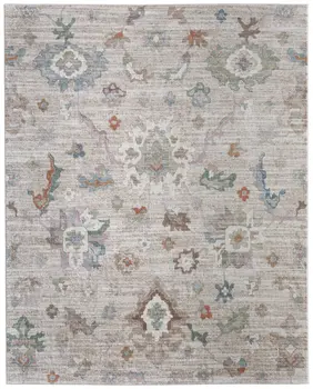 8' X 10' Tan Brown And Blue Abstract Distressed Area Rug