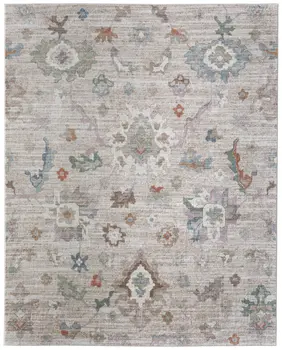 8' X 10' Tan Brown And Blue Abstract Distressed Area Rug