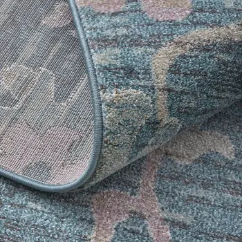 9' X 12' Blue Ivory And Pink Abstract Distressed Area Rug