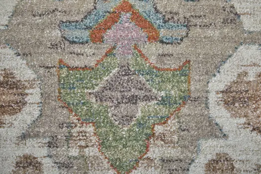 9' X 12' Tan Brown And Blue Abstract Distressed Area Rug