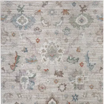 10' X 13' Tan Brown And Blue Abstract Distressed Area Rug