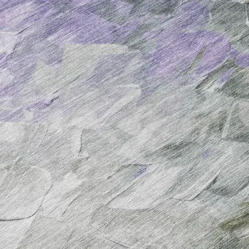 8' Lavender Olive Green And Silver Round Abstract Washable Indoor Outdoor Area Rug