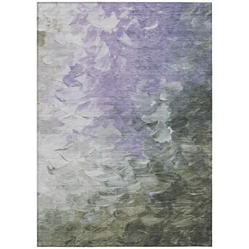 10' X 14' Lavender Olive Green And Silver Abstract Washable Indoor Outdoor Area Rug
