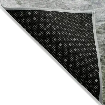 10' X 14' Lavender Olive Green And Silver Abstract Washable Indoor Outdoor Area Rug