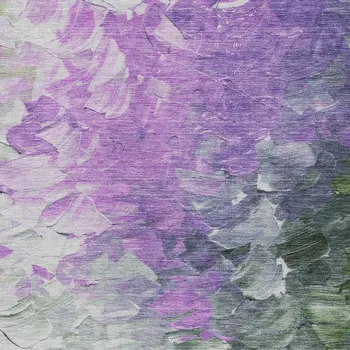 3' X 5' Purple Olive Green And Silver Abstract Washable Indoor Outdoor Area Rug