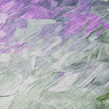 8' Purple Olive Green And Silver Round Abstract Washable Indoor Outdoor Area Rug