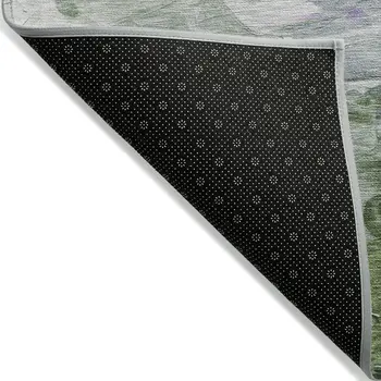 8' X 10' Purple Olive Green And Silver Abstract Washable Indoor Outdoor Area Rug