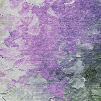 8' X 10' Purple Olive Green And Silver Abstract Washable Indoor Outdoor Area Rug