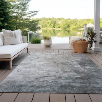 3' X 5' Taupe Brown And Silver Abstract Washable Indoor Outdoor Area Rug