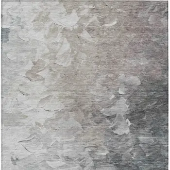 5' X 8' Taupe Brown And Silver Abstract Washable Indoor Outdoor Area Rug