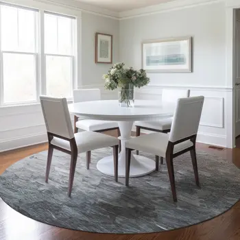 8' Taupe Brown And Silver Round Abstract Washable Indoor Outdoor Area Rug