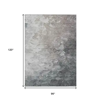 8' X 10' Taupe Brown And Silver Abstract Washable Indoor Outdoor Area Rug