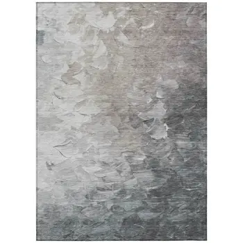 10' X 14' Taupe Brown And Silver Abstract Washable Indoor Outdoor Area Rug
