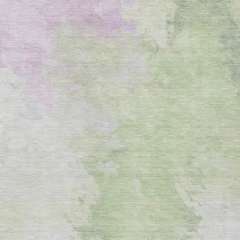 5' X 8' Artichoke Green Lavender And Ivory Abstract Washable Indoor Outdoor Area Rug