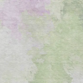 8' X 10' Artichoke Green Lavender And Ivory Abstract Washable Indoor Outdoor Area Rug