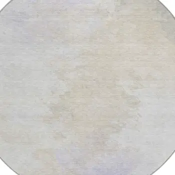 8' Beige Ivory And Lavender Round Abstract Washable Indoor Outdoor Area Rug