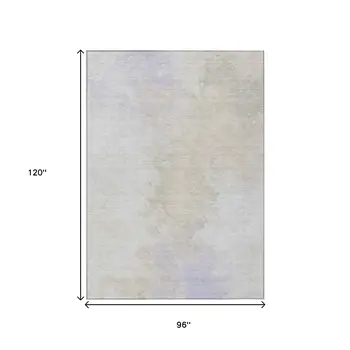 8' X 10' Beige Ivory And Lavender Abstract Washable Indoor Outdoor Area Rug